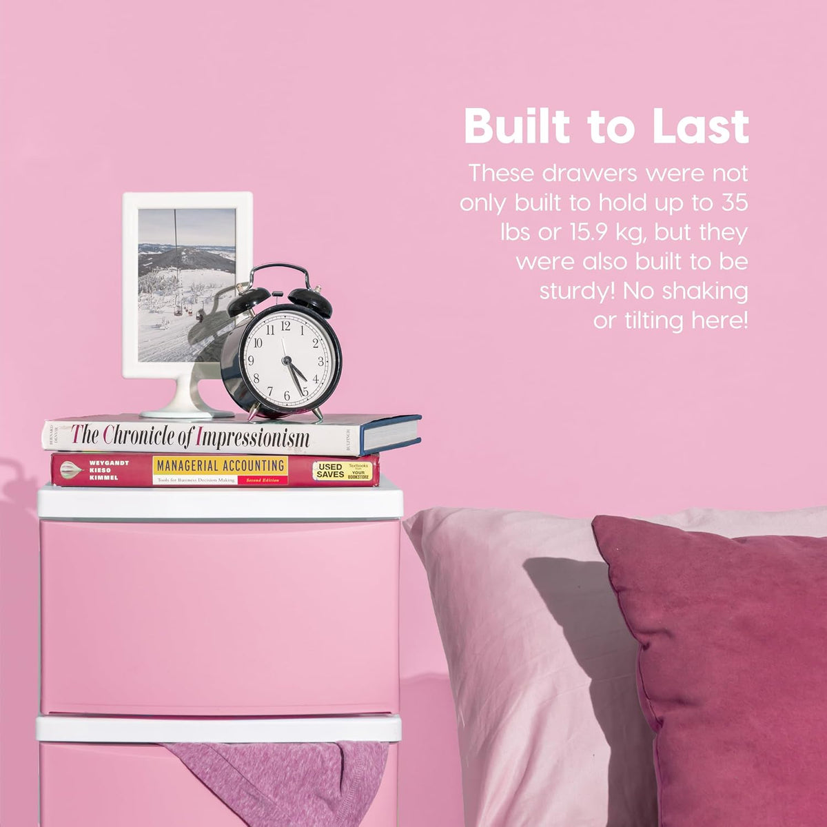4-Drawer Slim Narrow Storage Organizer, Pink Matte Front