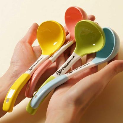 tablespoon Colorful Ceramic Soup Ladle Spoon Chinese Spoons Heavy Duty Deep Porcelain Large, 1Pcs Household(Pink)