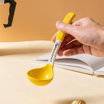 tablespoon Colorful Ceramic Soup Ladle Spoon Chinese Spoons Heavy Duty Deep Porcelain Large, 1Pcs Household(Pink)