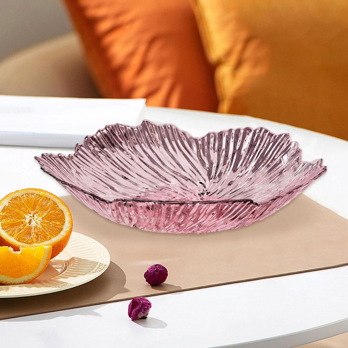 Petal Fruit Bowl for Kitchen Counter, Decorative Fruit Bowl for Fruits and Vegetables, Serving Bowl for Snacks Bread and Desserts, Countertop Fruit Basket for Dining Table Home Decor, C Pink