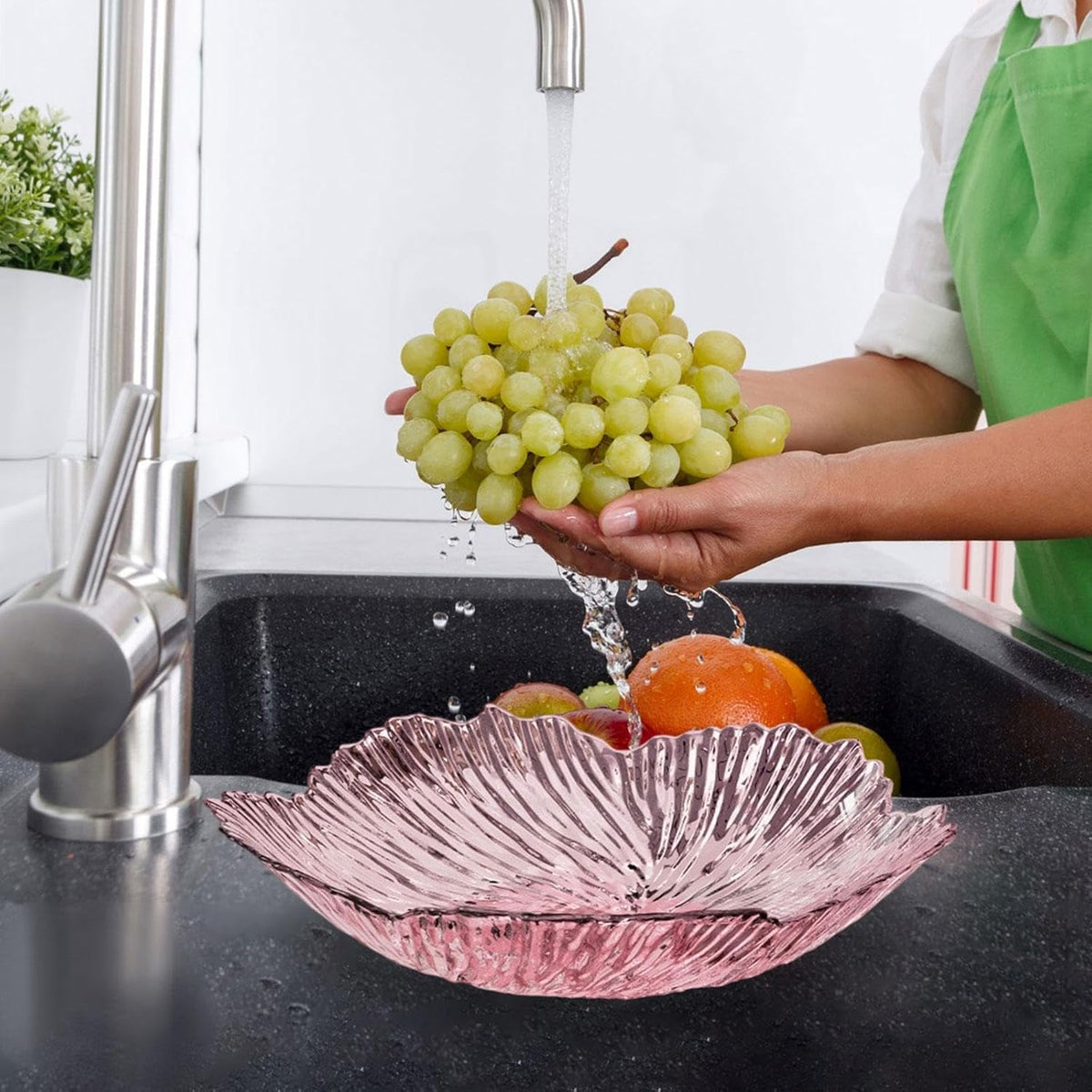 Petal Fruit Bowl for Kitchen Counter, Decorative Fruit Bowl for Fruits and Vegetables, Serving Bowl for Snacks Bread and Desserts, Countertop Fruit Basket for Dining Table Home Decor, C Pink