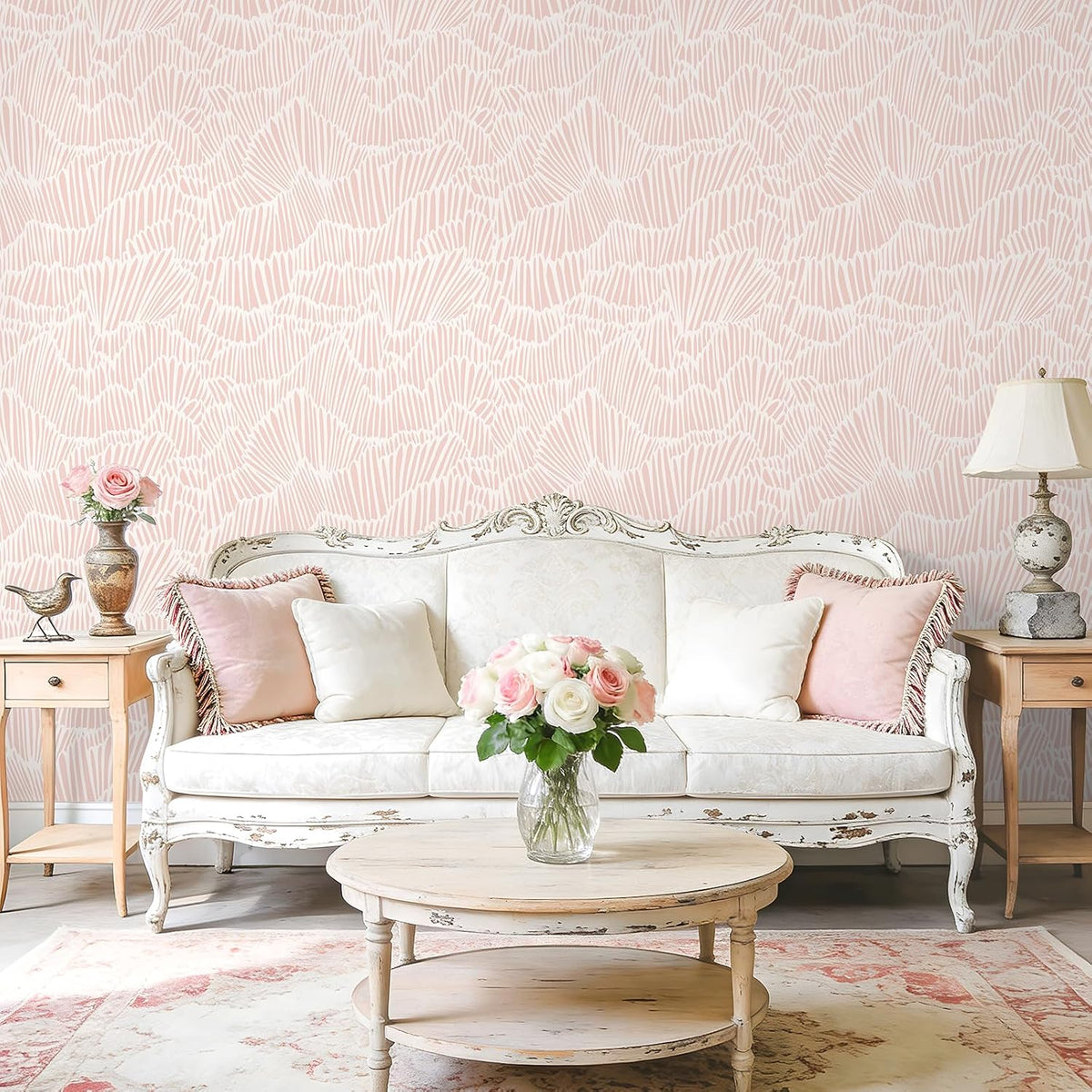 Blush Pink Geometric Peel and Stick Wallpaper Boho Abstract Art Deco Wallpaper for Bedroom Nursery 17.7''x118'' Self Adhesive Removable Flashdance Pattern Geometric Contact Paper for Walls DIY