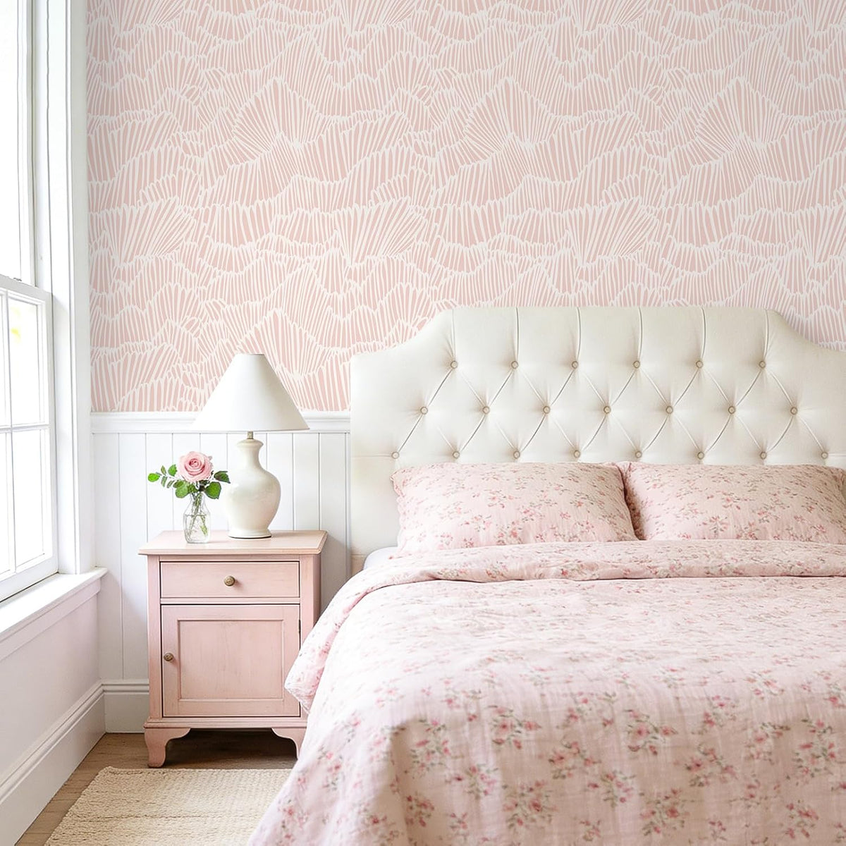 Blush Pink Geometric Peel and Stick Wallpaper Boho Abstract Art Deco Wallpaper for Bedroom Nursery 17.7''x118'' Self Adhesive Removable Flashdance Pattern Geometric Contact Paper for Walls DIY