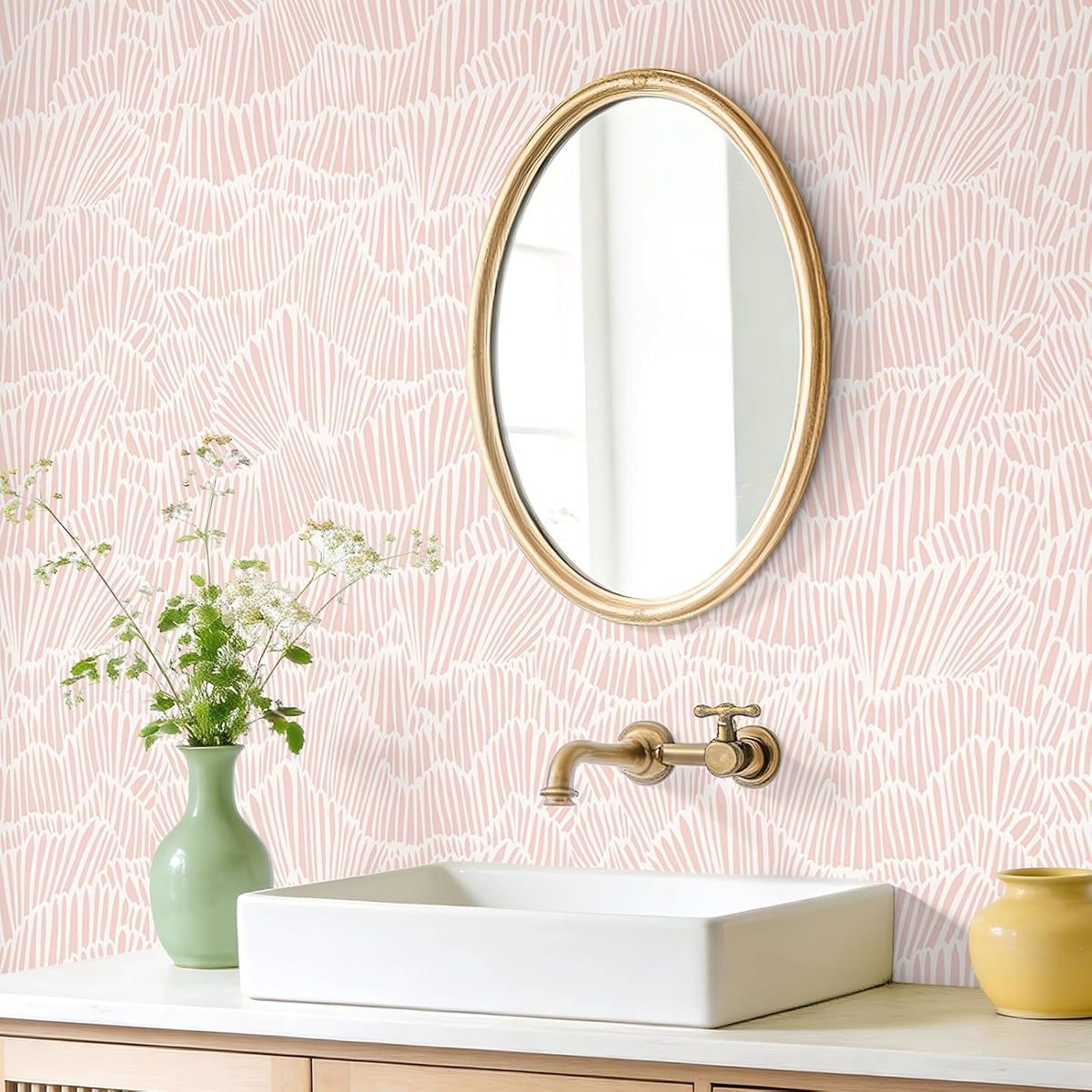 Blush Pink Geometric Peel and Stick Wallpaper Boho Abstract Art Deco Wallpaper for Bedroom Nursery 17.7''x118'' Self Adhesive Removable Flashdance Pattern Geometric Contact Paper for Walls DIY