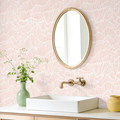 Blush Pink Geometric Peel and Stick Wallpaper Boho Abstract Art Deco Wallpaper for Bedroom Nursery 17.7''x118'' Self Adhesive Removable Flashdance Pattern Geometric Contact Paper for Walls DIY