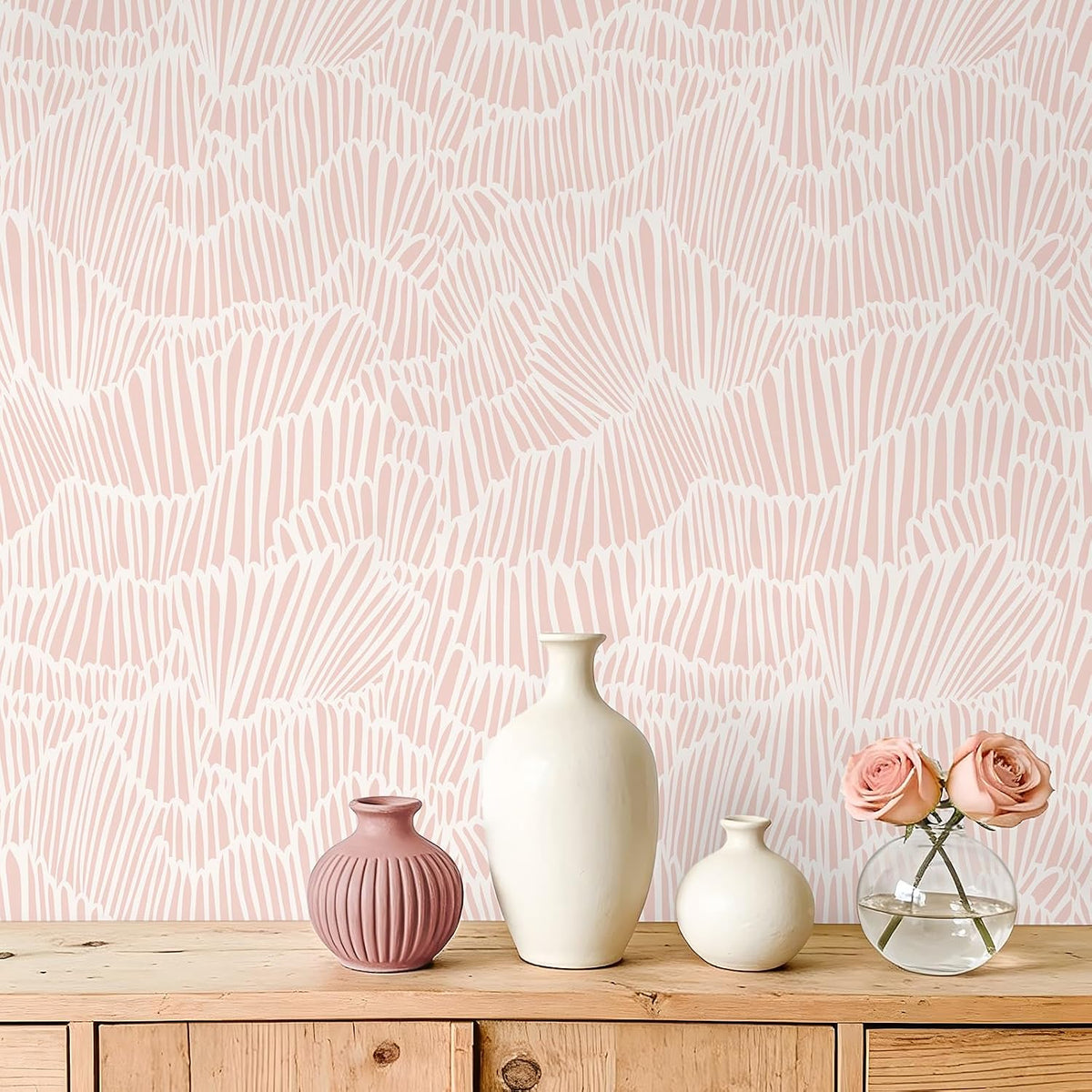 Blush Pink Geometric Peel and Stick Wallpaper Boho Abstract Art Deco Wallpaper for Bedroom Nursery 17.7''x118'' Self Adhesive Removable Flashdance Pattern Geometric Contact Paper for Walls DIY