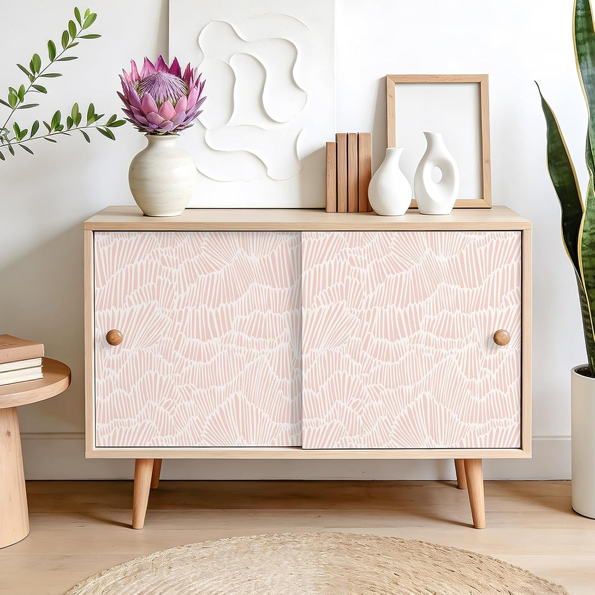 Blush Pink Geometric Peel and Stick Wallpaper Boho Abstract Art Deco Wallpaper for Bedroom Nursery 17.7''x118'' Self Adhesive Removable Flashdance Pattern Geometric Contact Paper for Walls DIY
