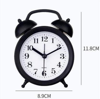 Kids Alarm Clock - Double Bell Classic Home Cute Battery Operated Analog Mini Round Bedside Desk Alarm Clock - Pink