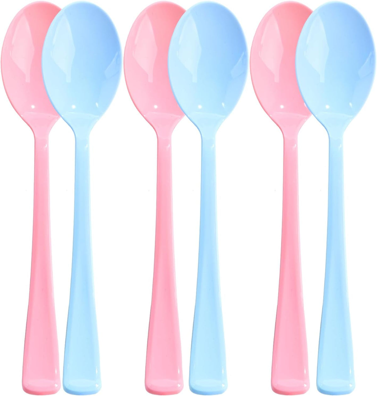 50 Pcs Pink and Blue Plastic Spoons Heavy Duty Plastic Cutlery Sets 25 Pink and 25 Blue Spoons for Birthday Baby Shower Gender Reveal