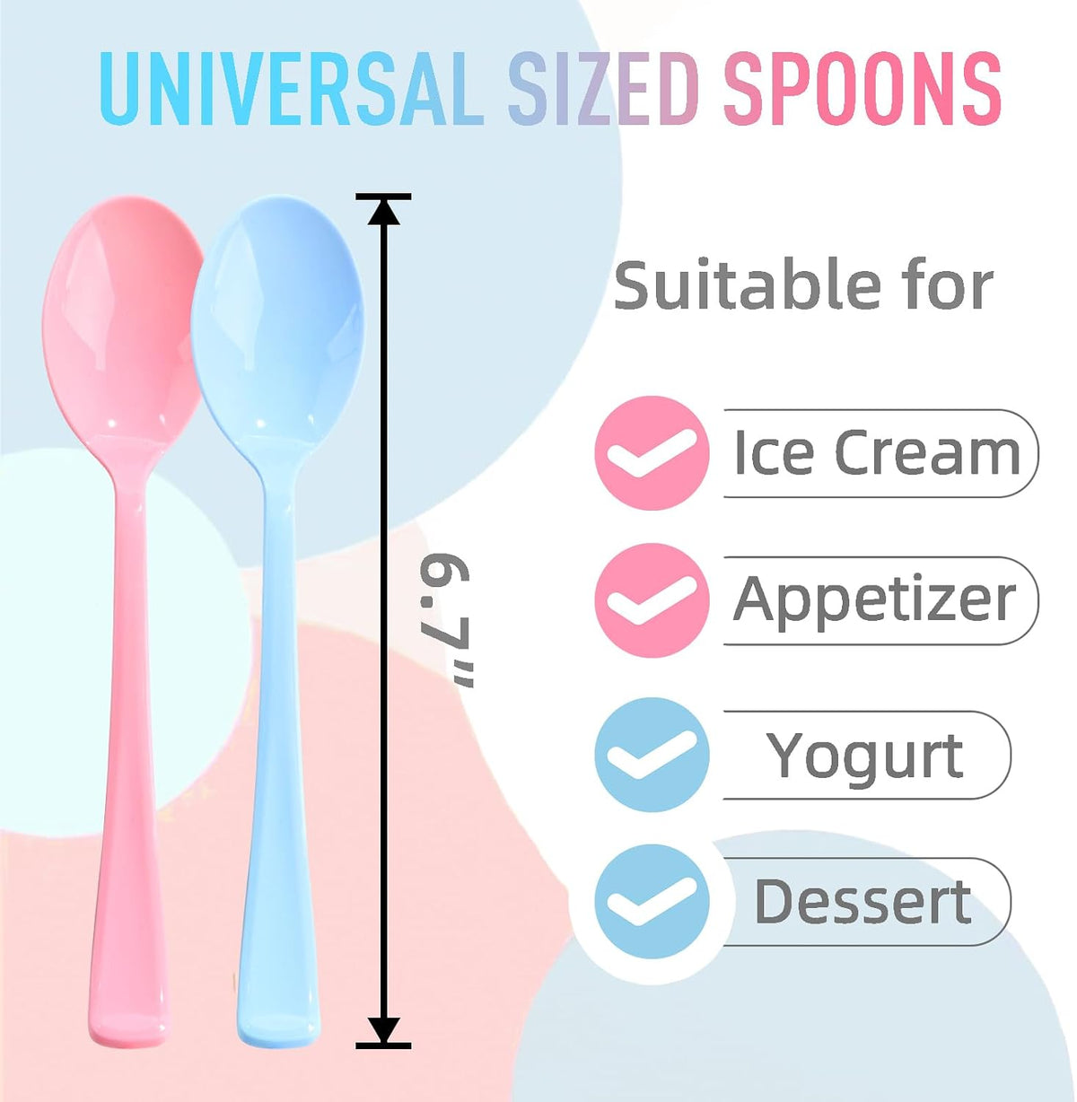 50 Pcs Pink and Blue Plastic Spoons Heavy Duty Plastic Cutlery Sets 25 Pink and 25 Blue Spoons for Birthday Baby Shower Gender Reveal