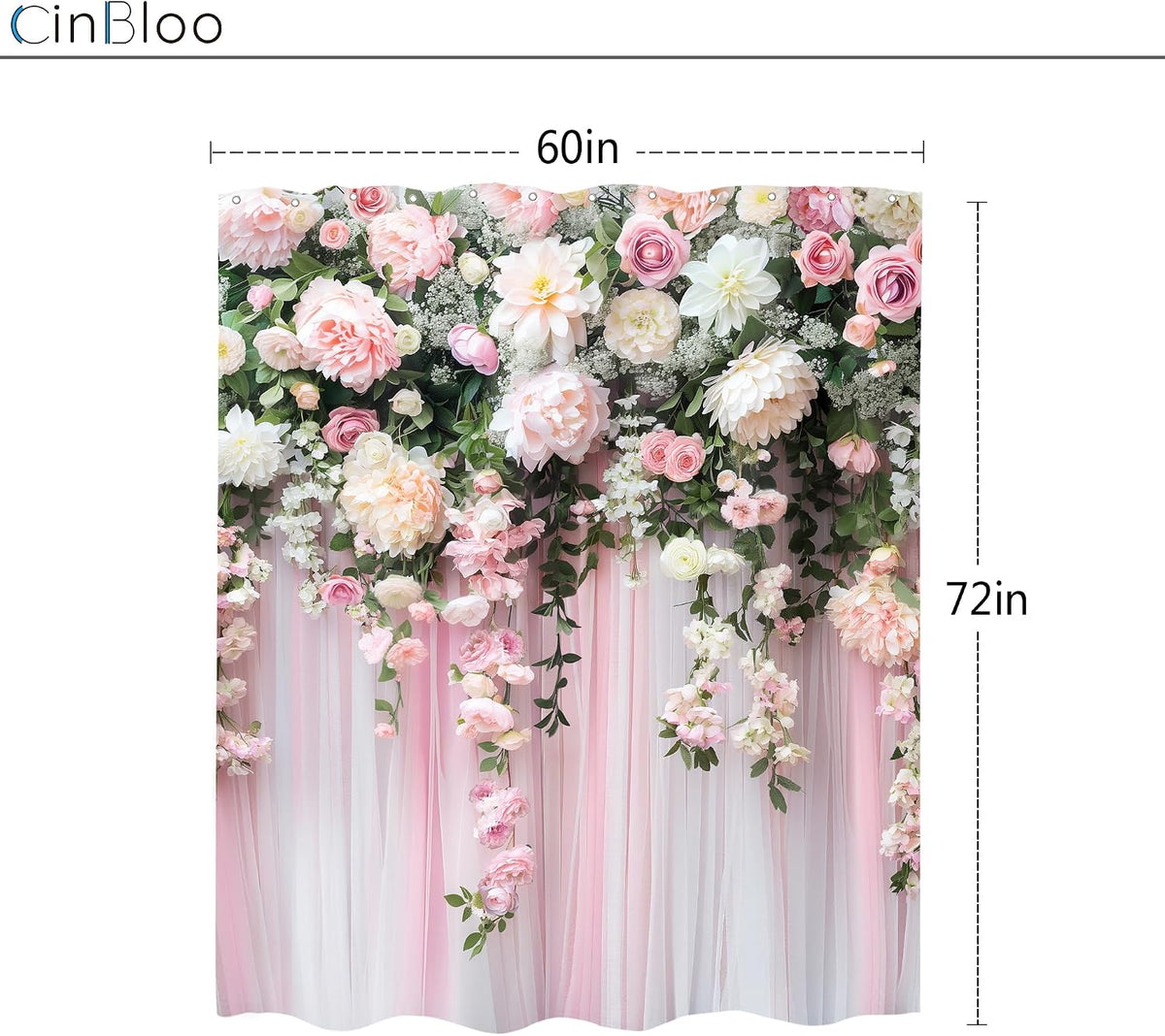 Pink Girly Spring Blossom Romantic Flower Girls Bathroom Shower Curtain Set