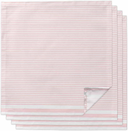 Farmhouse Pink White Striped Cloth Napkins Set of 4 Reusable Dinner Napkins, Modern Stripes Cocktail Napkin Washable Table Napkins for Wedding/Holiday Party/Baby Shower 20"x20"