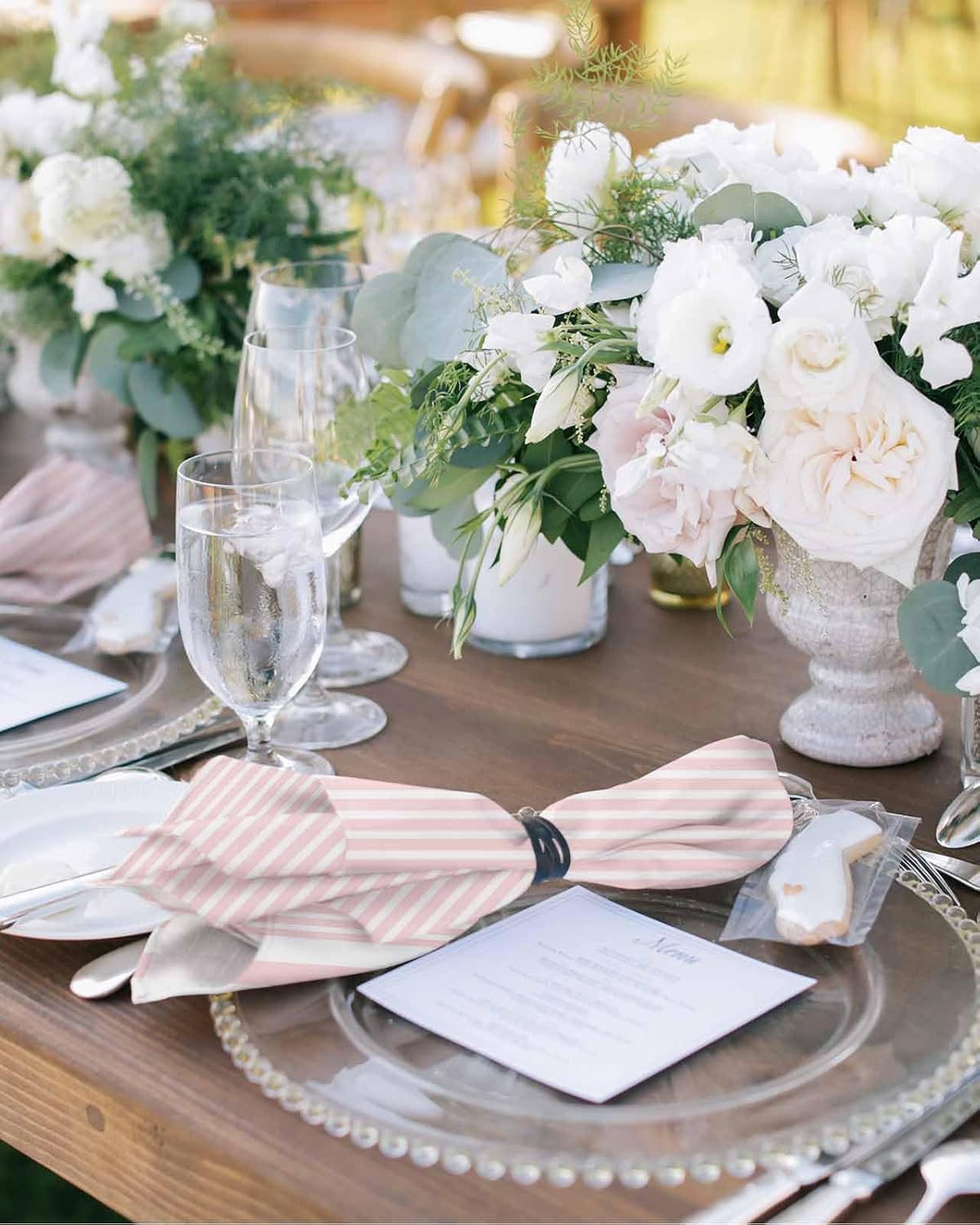 Farmhouse Pink White Striped Cloth Napkins Set of 4 Reusable Dinner Napkins, Modern Stripes Cocktail Napkin Washable Table Napkins for Wedding/Holiday Party/Baby Shower 20"x20"