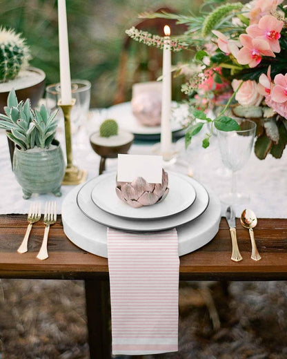 Farmhouse Pink White Striped Cloth Napkins Set of 4 Reusable Dinner Napkins, Modern Stripes Cocktail Napkin Washable Table Napkins for Wedding/Holiday Party/Baby Shower 20"x20"