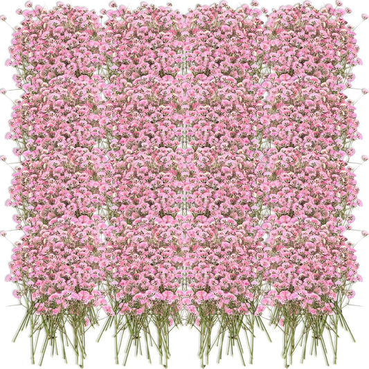 100 Pcs Dried Babys Breath Flowers Bulk Babys Breath Real Pressed Flowers Natural Gypsophila for Resin Wedding Art Craft Baby Shower DIY Invitations Scrapbooking Card Making(Pink)