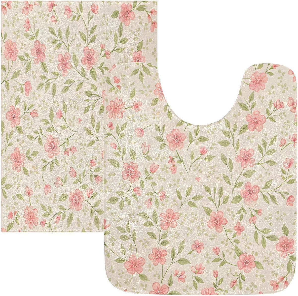 Watercolor Flowers Pink Bathroom Mat Rug 24" x 16" Non Slip Super Absorbent Quick Dry Bath Mats for Bathtub Fluffy Rugs