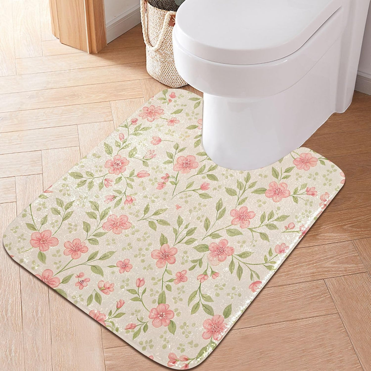 Watercolor Flowers Pink Bathroom Mat Rug 24" x 16" Non Slip Super Absorbent Quick Dry Bath Mats for Bathtub Fluffy Rugs