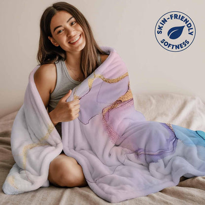 Throw Blanket for Couch Turquoise Abstract Marble Texture Soft Cozy Fluffy Fleece Blankets and Throws for Bed,Sofa,Travel， 30x40 Inches, Modern Pink Gradient