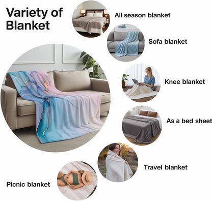 Throw Blanket for Couch Turquoise Abstract Marble Texture Soft Cozy Fluffy Fleece Blankets and Throws for Bed,Sofa,Travel， 30x40 Inches, Modern Pink Gradient