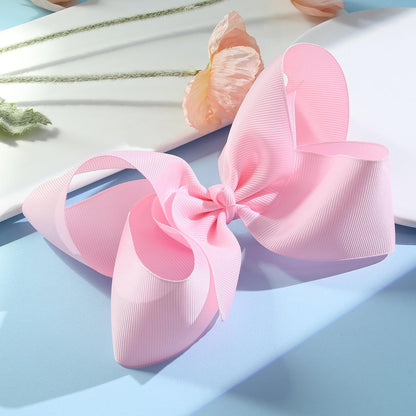 2PCS 6inch Hair Bows Clips, Pink Layered Grosgrain Ribbon Bows Hair Alligator Clips Hair Barrettes for Baby Girls Infants Toddlers Kids Teens Children