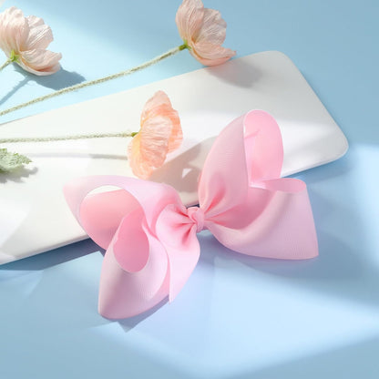 2PCS 6inch Hair Bows Clips, Pink Layered Grosgrain Ribbon Bows Hair Alligator Clips Hair Barrettes for Baby Girls Infants Toddlers Kids Teens Children