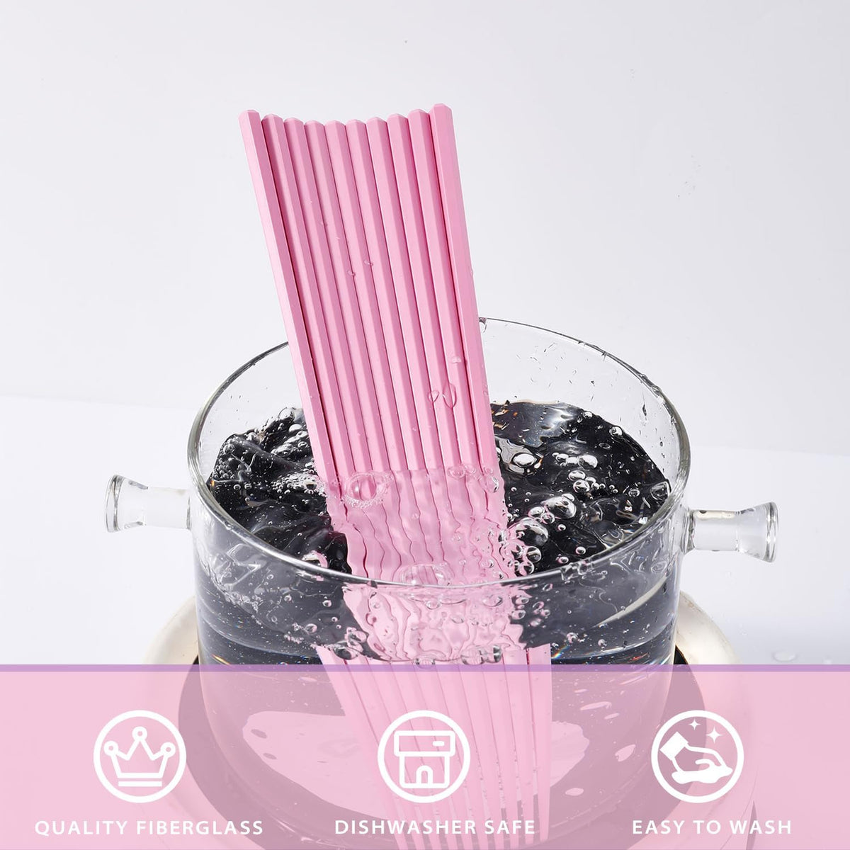 10 Pairs Reusable Fiberglass Chopsticks Non-Slip, Dishwasher Safe, 9.63inch