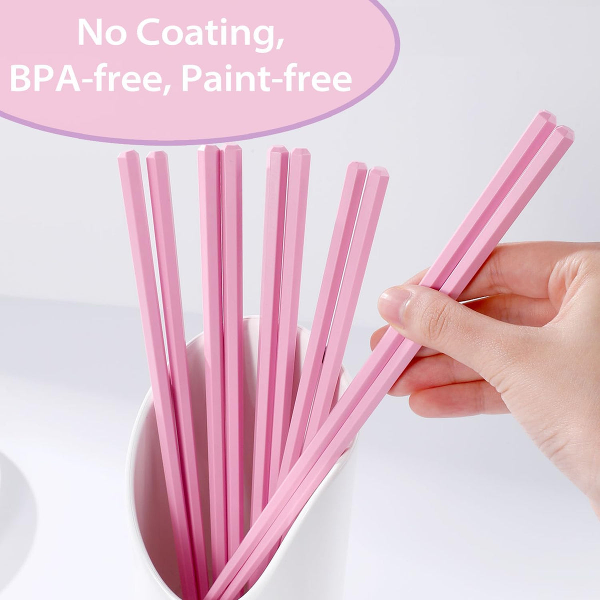 10 Pairs Reusable Fiberglass Chopsticks Non-Slip, Dishwasher Safe, 9.63inch