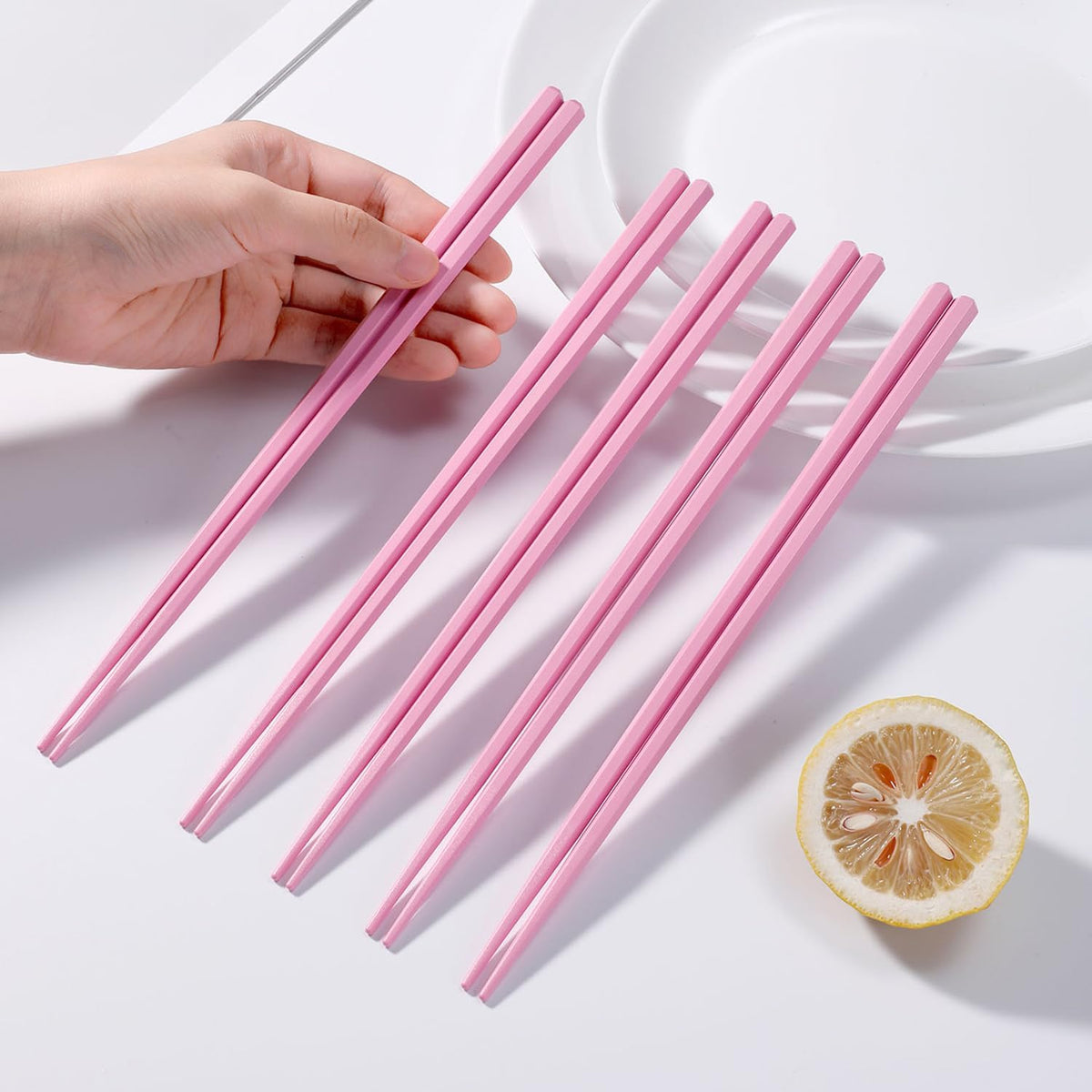 10 Pairs Reusable Fiberglass Chopsticks Non-Slip, Dishwasher Safe, 9.63inch