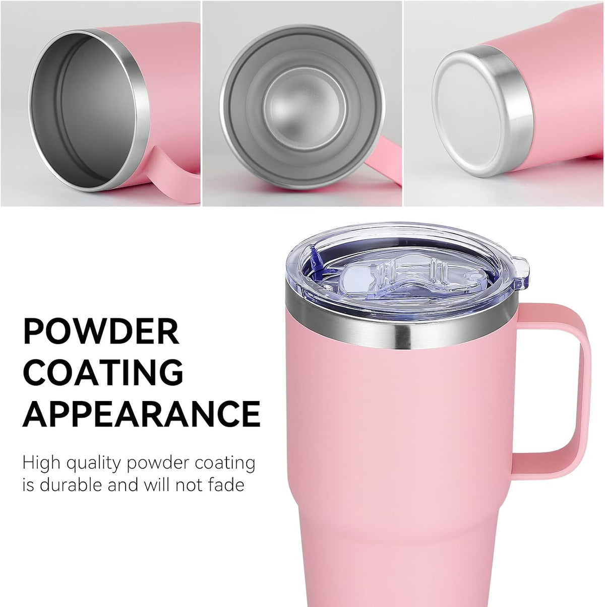 20 oz Tumbler with Handle Insulated Travel Mugs Set of 6, Pink