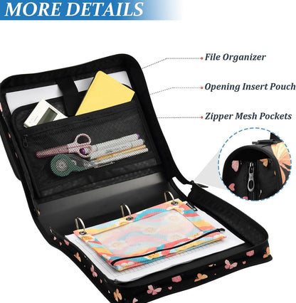 Simple Pastel Pink Peach Binder Bag 3 Ring Binder Zipper Binders Organizer for Office