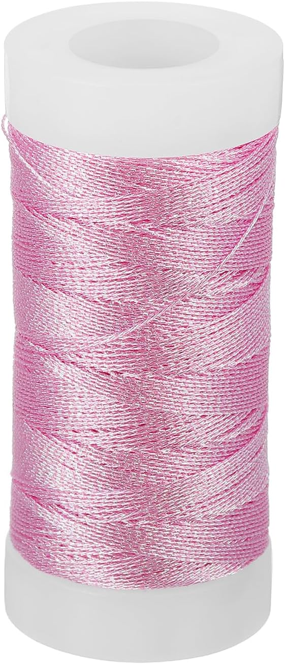 Metallic Thread, 100 Yards Embroidery Thread for Sewing Machine Hand Embroidery DIY Crafts Needlework Gift Wrapping Jewelry Making Decoration, Pink