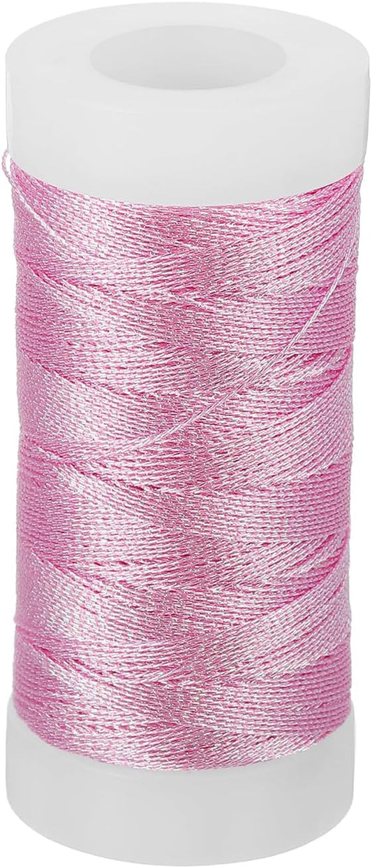 Metallic Thread, 100 Yards Embroidery Thread for Sewing Machine Hand Embroidery DIY Crafts Needlework Gift Wrapping Jewelry Making Decoration, Pink
