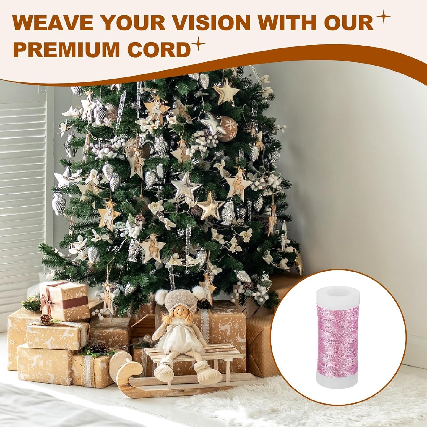 Metallic Thread, 100 Yards Embroidery Thread for Sewing Machine Hand Embroidery DIY Crafts Needlework Gift Wrapping Jewelry Making Decoration, Pink