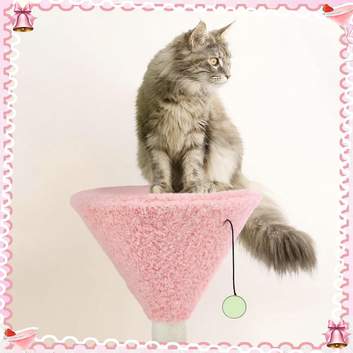 Pink Martini Cat Scratching Post 19.7" H with Dangling Ball
