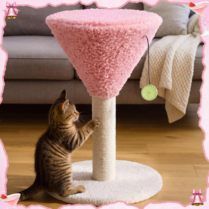 Pink Martini Cat Scratching Post 19.7" H with Dangling Ball