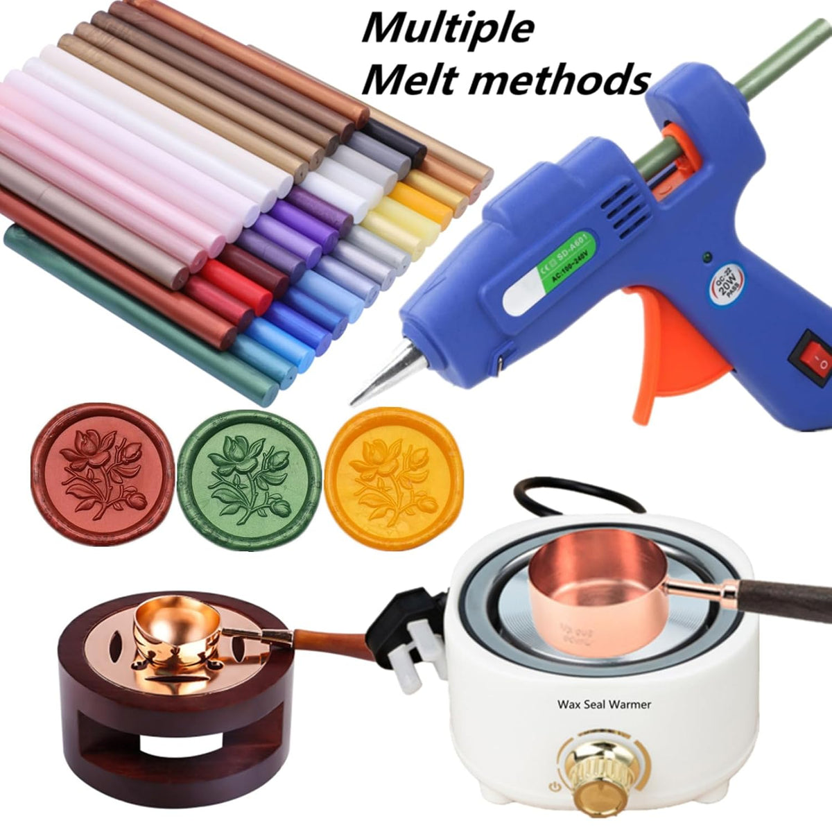 Pink Sealing Wax Sticks - 12 Pcs Glue Gun Seal Set for Stamps, 6 Colors, 0.43'' Compatible