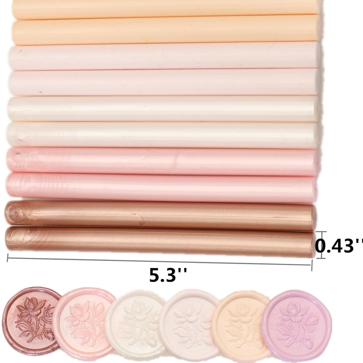 Pink Sealing Wax Sticks - 12 Pcs Glue Gun Seal Set for Stamps, 6 Colors, 0.43'' Compatible