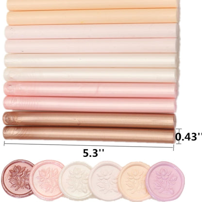 Pink Sealing Wax Sticks - 12 Pcs Glue Gun Seal Set for Stamps, 6 Colors, 0.43'' Compatible