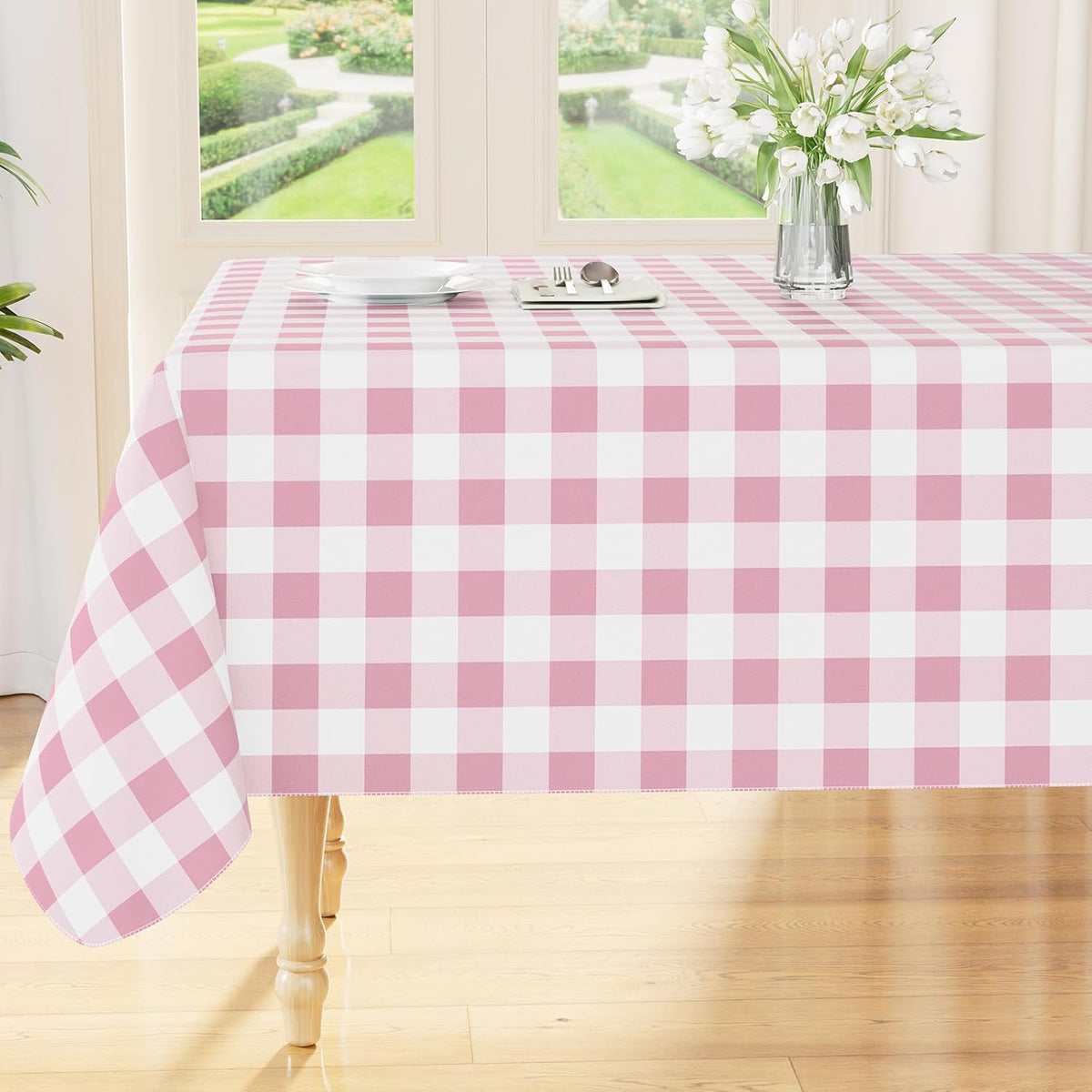 Picnic Table Cloth, Vinyl Tablecloths with Flannel Backing, 52"x70"