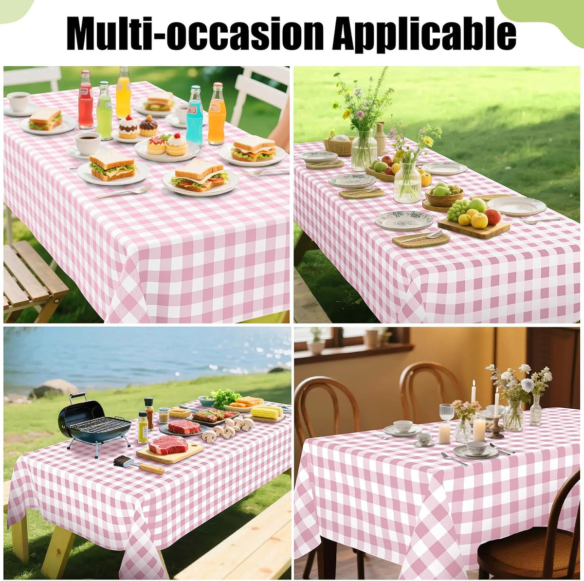 Picnic Table Cloth, Vinyl Tablecloths with Flannel Backing, 52"x70"