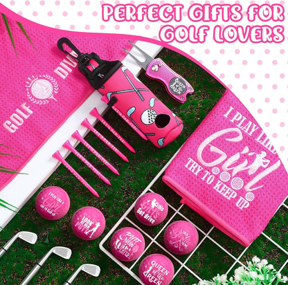18 Pcs Pink Golf Accessories Kit for Women with Balls Tees