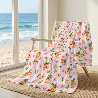 40"x60" Lap Cooling Blanket Pink Peaches Ice Silk Lightweight Breathable Soft Summer Blanket for Hot Sleepers Couch Bed Sofa Camping Flowers Summer Fruit