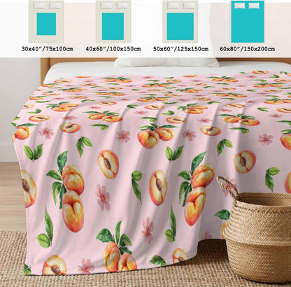 40"x60" Lap Cooling Blanket Pink Peaches Ice Silk Lightweight Breathable Soft Summer Blanket for Hot Sleepers Couch Bed Sofa Camping Flowers Summer Fruit
