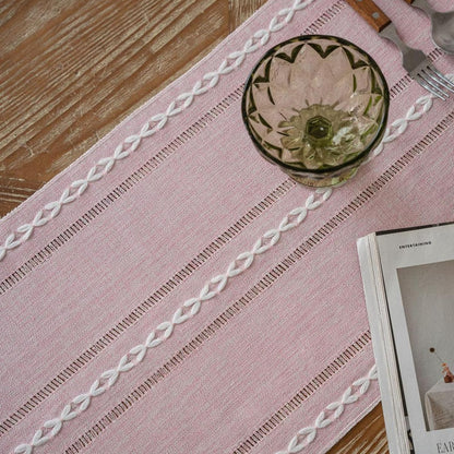 Table Runners 90 Inches Long with Tassels - Gifts for Her, Pink Boho Embroidered Table Runner Farmhouse Rustic Linen Runners for Wedding Party Baby Shower Home Decor (Pink, 12"×90")