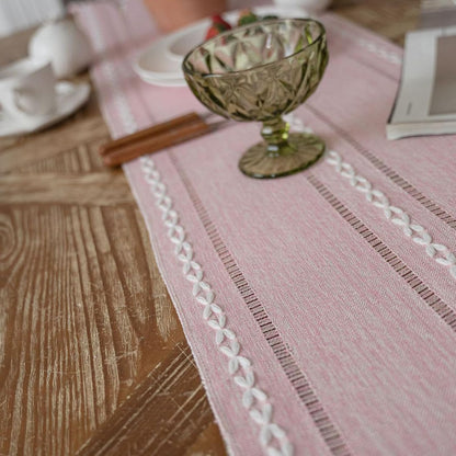 Table Runners 90 Inches Long with Tassels - Gifts for Her, Pink Boho Embroidered Table Runner Farmhouse Rustic Linen Runners for Wedding Party Baby Shower Home Decor (Pink, 12"×90")