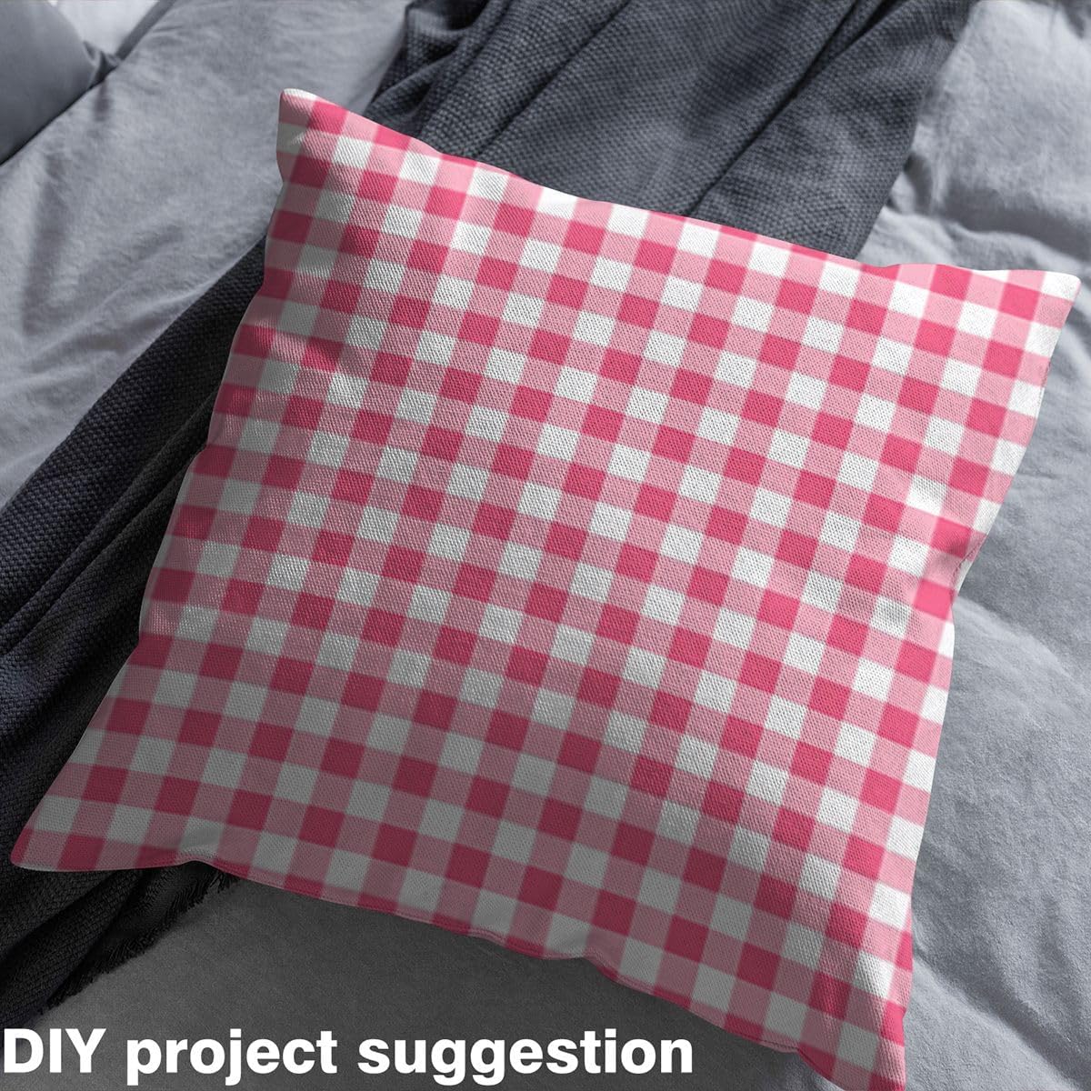 Checkered Simple Style Fabric by The Yard,Pink and White Classic Gingham Buffalo Plaid Sewing Supplies,Geometric Grid Art Print DIY Soft Polyester No Stretch 1 Yard,36" L x 59" W
