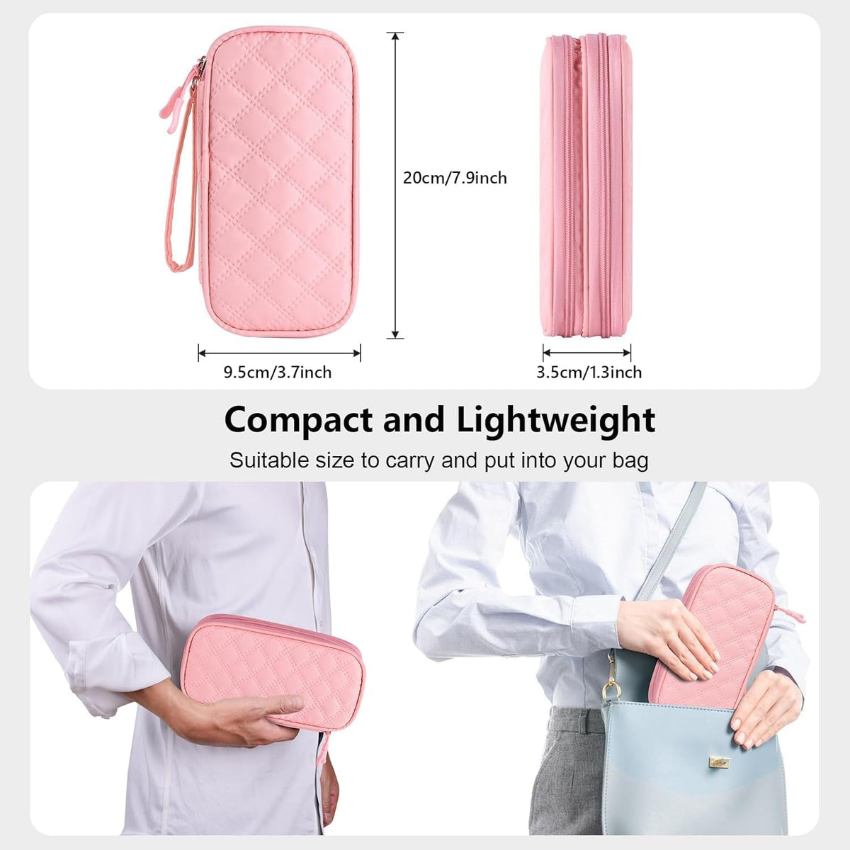 USB Flash Drive Case, Portable Storage Bag for Samsung/Sandisk/Jump Drive USB Flash Drives, Thumb Drive, USB Memory Stick, SD Card, Cable, etc, with 18 Slots (Pink)