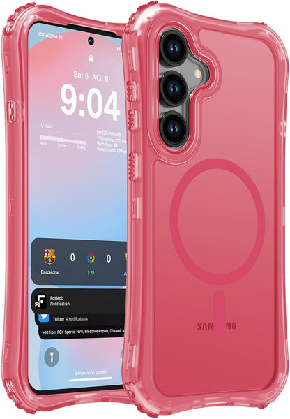 Magnetic Matte for Samsung Galaxy S26 FE Case,Samsung S25 FE Case [Fit for MagSafe][Military Grade Drop Protection] Translucent Shockproof Protective Phone Case-Peach Pink