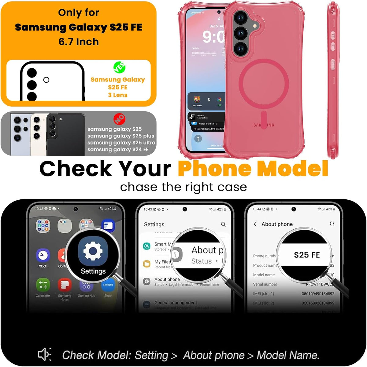 Magnetic Matte for Samsung Galaxy S26 FE Case,Samsung S25 FE Case [Fit for MagSafe][Military Grade Drop Protection] Translucent Shockproof Protective Phone Case-Peach Pink