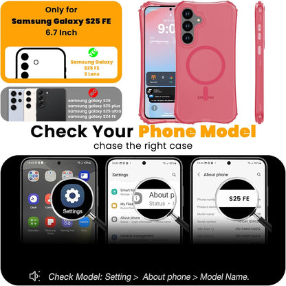 Magnetic Matte for Samsung Galaxy S26 FE Case,Samsung S25 FE Case [Fit for MagSafe][Military Grade Drop Protection] Translucent Shockproof Protective Phone Case-Peach Pink
